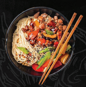 Wok poulet pané cajou