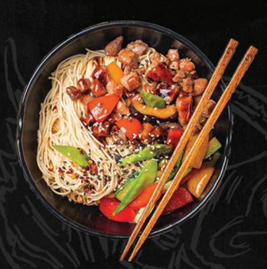 Wok poulet pané cajou